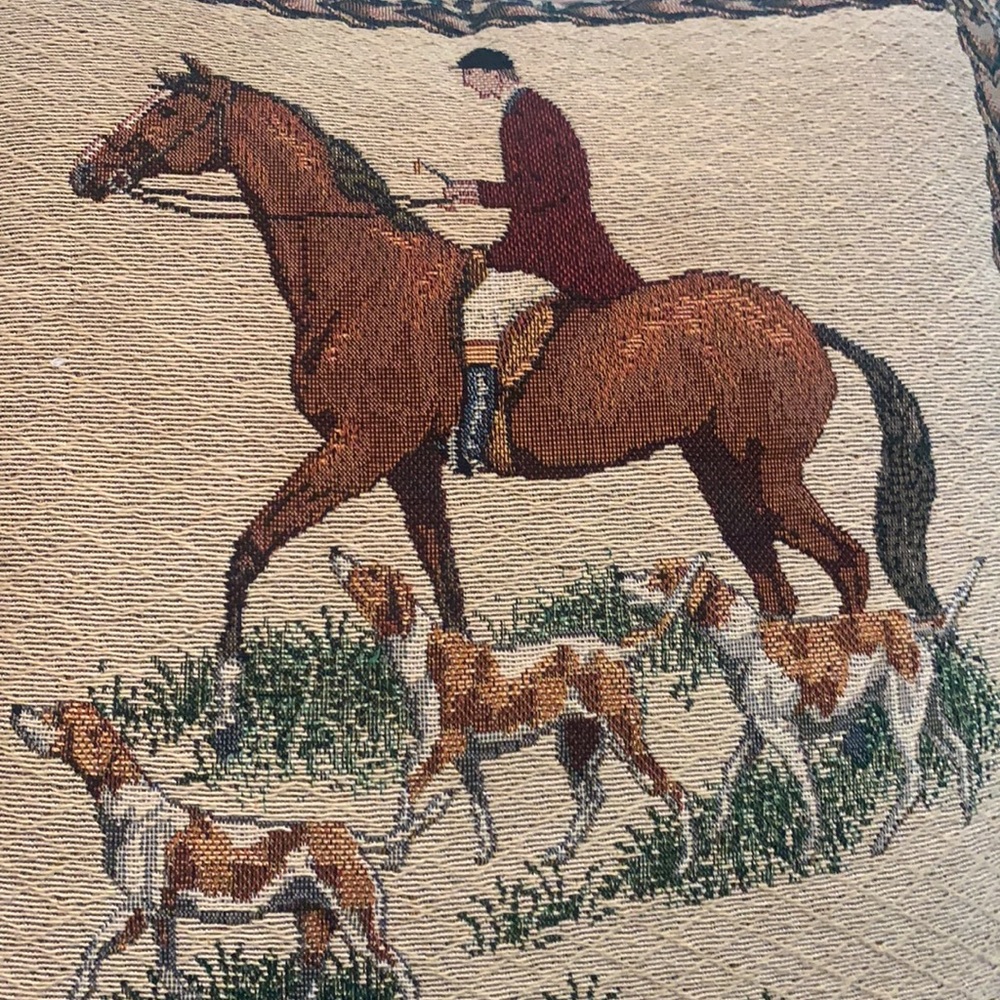METRAX HUNTSMAN FOX & HOUND HUNTING PILLOW BELGIUM JOCKEY EQUESTRIAN RIDER HORSE